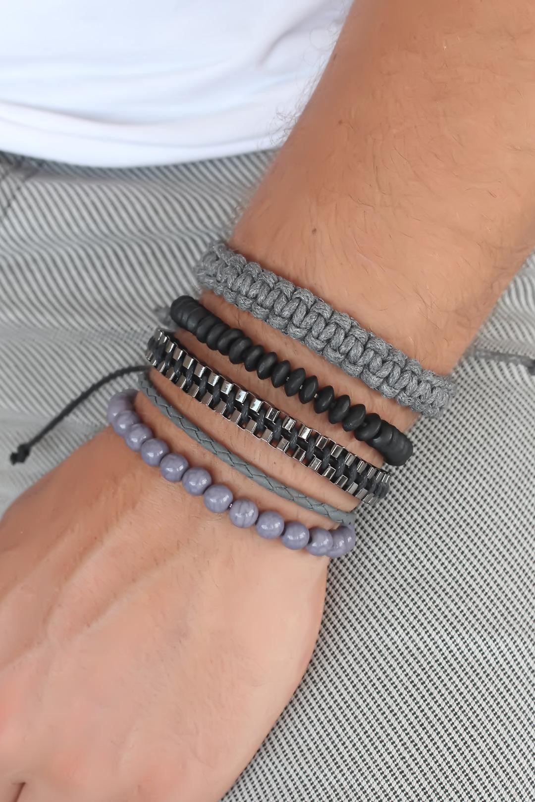 Men's Leather Bracelet Set