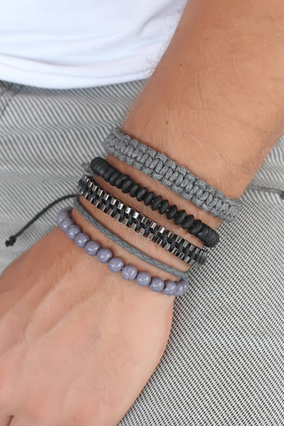 Men's Leather Bracelet Set